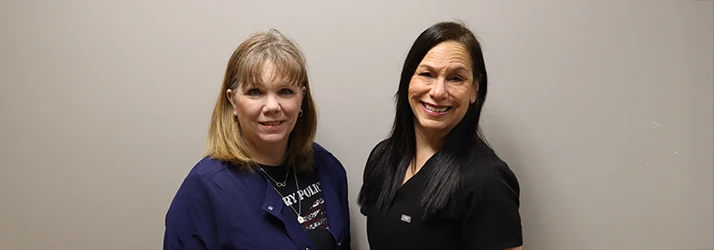 Dawn and Jenni Pose for a Medical Team Photo